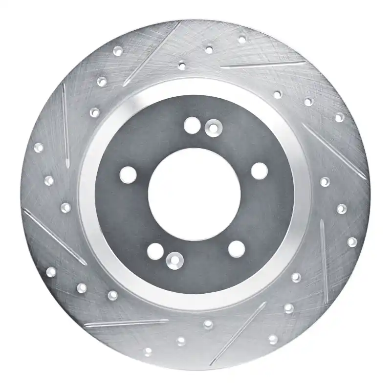 R1 19-22 Hyundai Veloster N Rear Left Drilled & Slotted Silver Brake Rotor