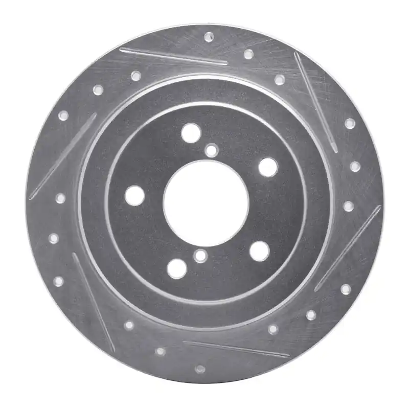 R1 90-08 Saab 9-2X Rear Right Drilled & Slotted Silver Brake Rotor