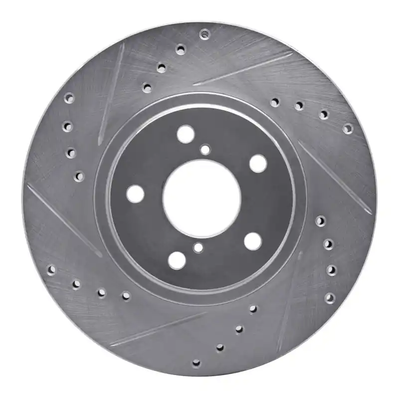R1 90-16 Saab 9-2X Front Left Drilled & Slotted Silver Brake Rotor