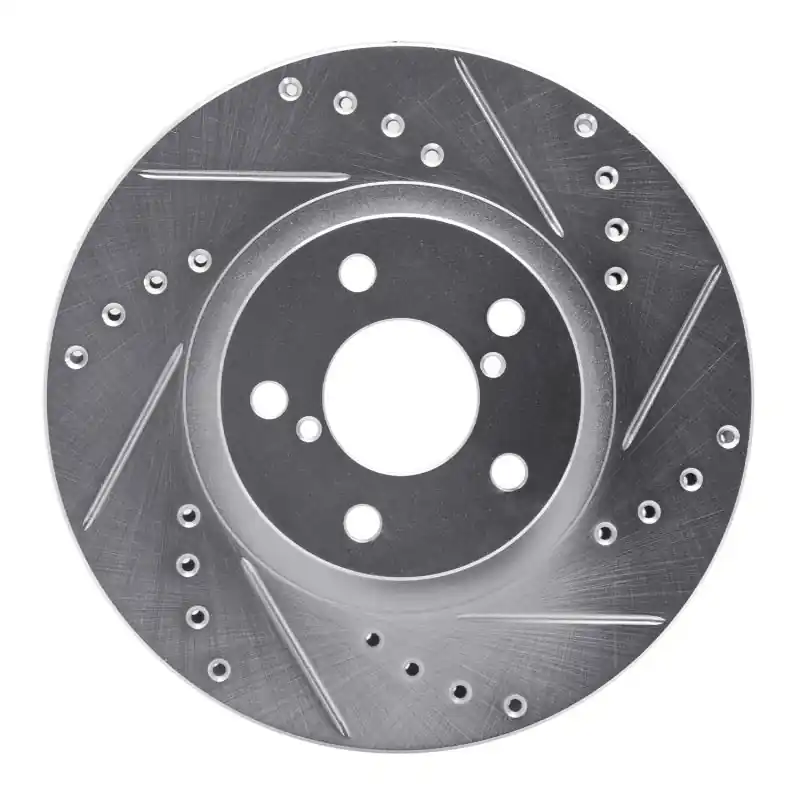R1 90-16 Saab 9-2X Front Right Drilled & Slotted Silver Brake Rotor