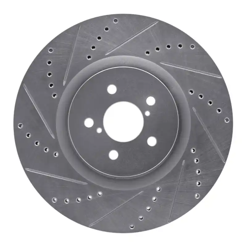 R1 03-25 Subaru BRZ Front Left Drilled & Slotted Silver Brake Rotor