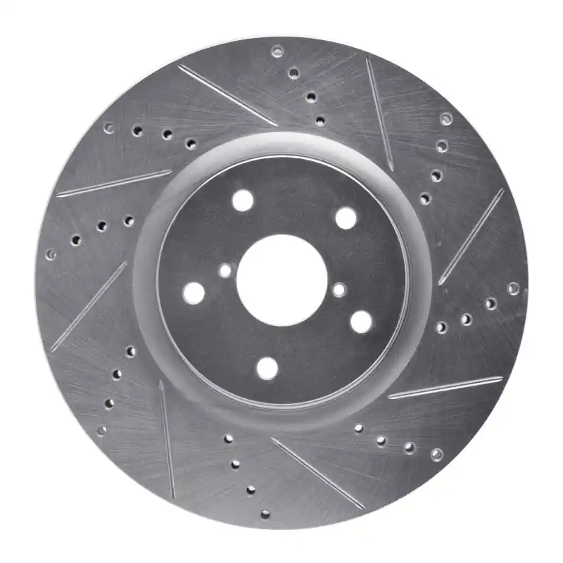 R1 05-20 Subaru WRX Front Right Drilled & Slotted Silver Brake Rotor