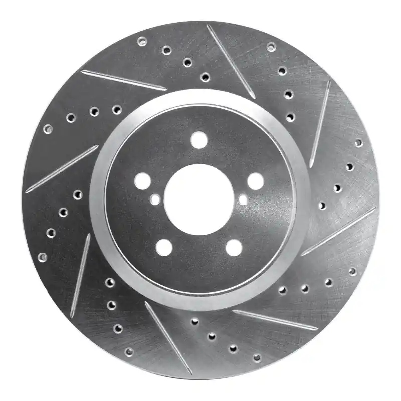 R1 05-18 Subaru Outback Front Right Drilled & Slotted Silver Brake Rotor