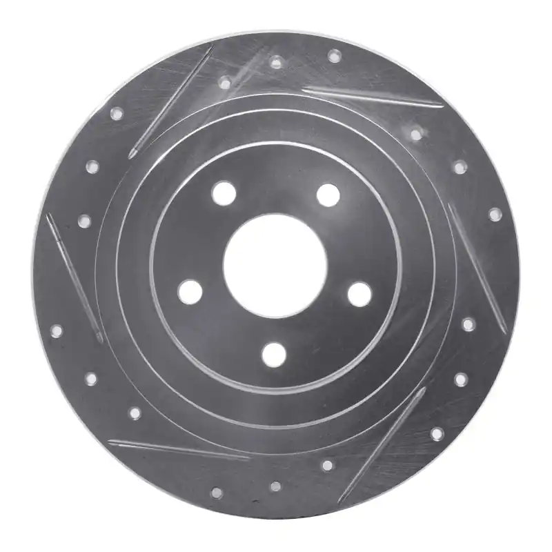 R1 00-06 Subaru Outback Rear Left Drilled & Slotted Silver Brake Rotor