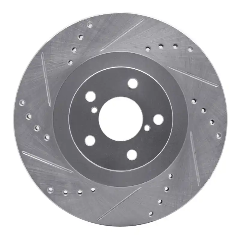 R1 01-08 Saab 9-2X Front Left Drilled & Slotted Silver Brake Rotor