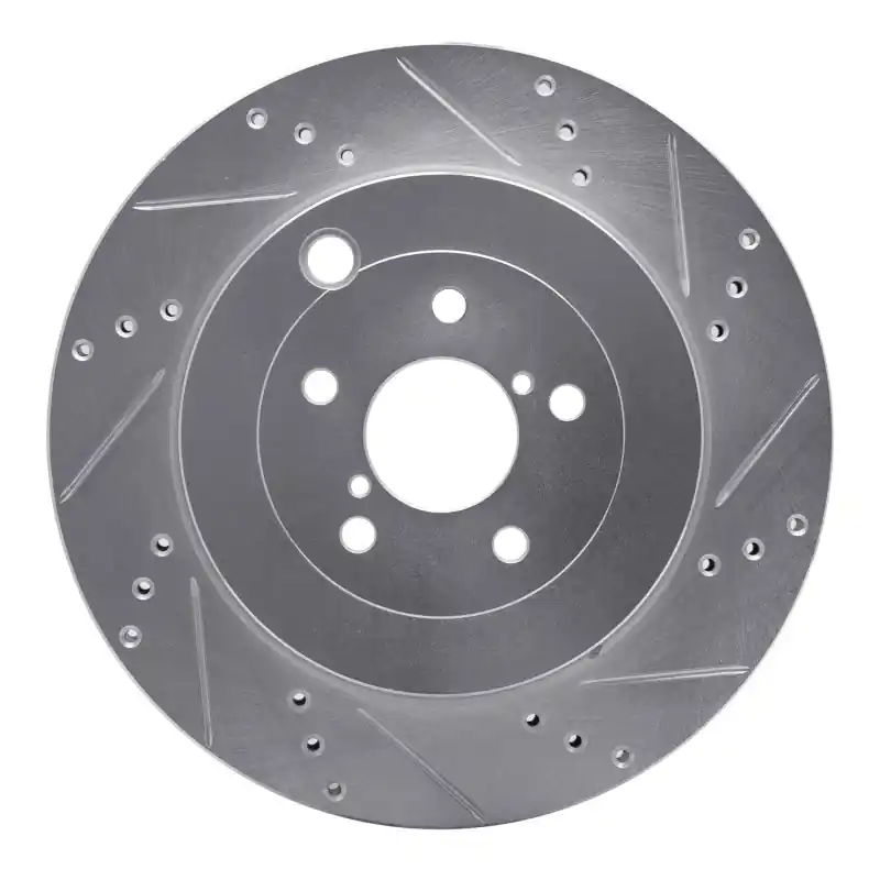 R1 17-25 Subaru BRZ Rear Right Drilled & Slotted Silver Brake Rotor