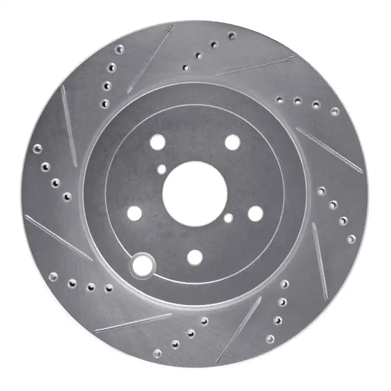 R1 18-25 Subaru WRX STI Rear Right Drilled & Slotted Silver Brake Rotor