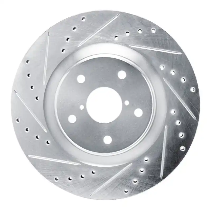 R1 2020-2025 Subaru WRX Front Left Drilled & Slotted Silver Brake Rotor