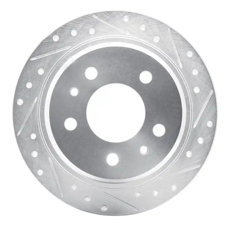 R1 82-89 BMW 528E Rear Right Drilled & Slotted Silver Brake Rotor