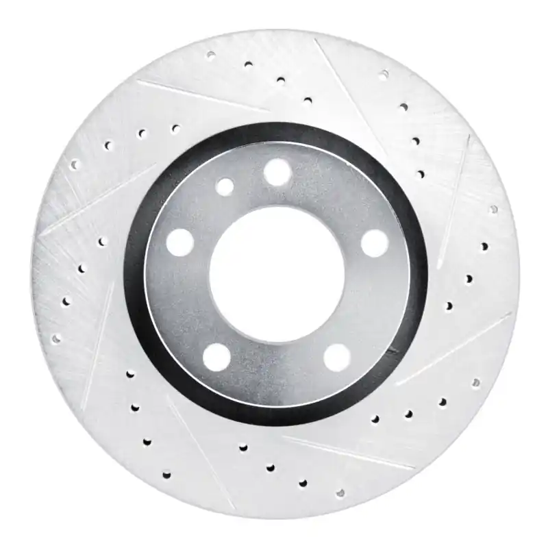 R1 87-88 BMW M5 Front Right Drilled & Slotted Silver Brake Rotor