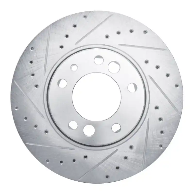 R1 1991-1993 BMW M5 Front Left Drilled & Slotted Silver Brake Rotor