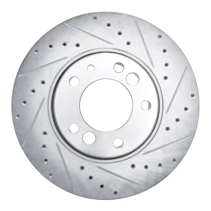 R1 1991-1993 BMW M5 Front Right Drilled & Slotted Silver Brake Rotor