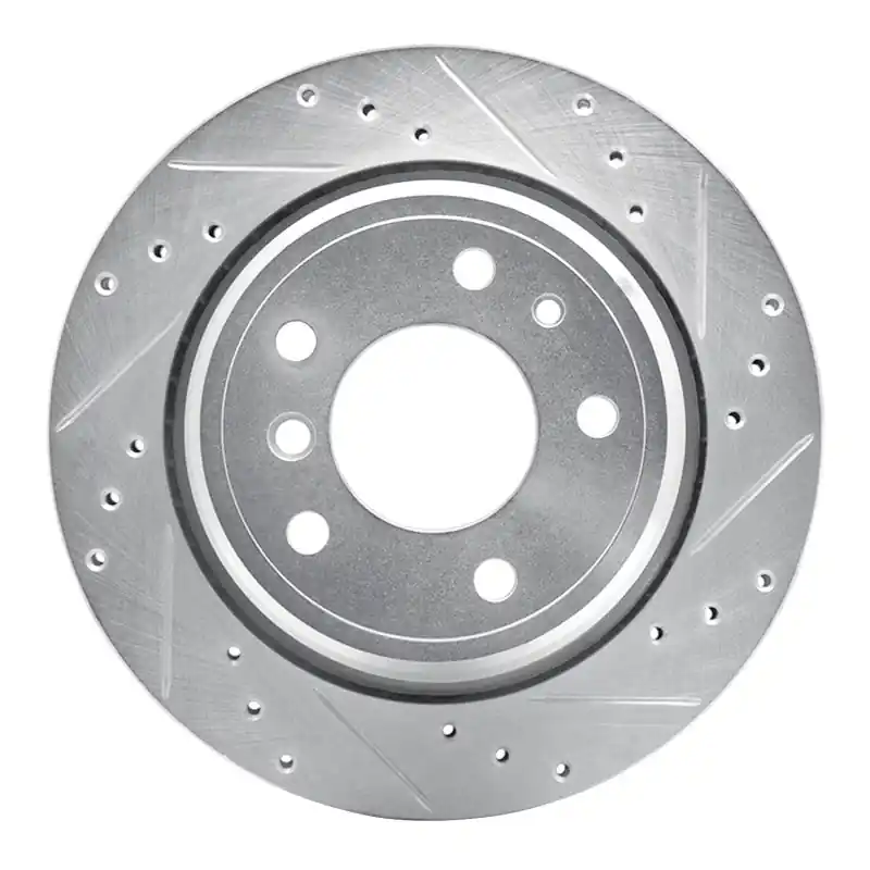 R1 91-95 BMW 540I Rear Right Drilled & Slotted Silver Brake Rotor