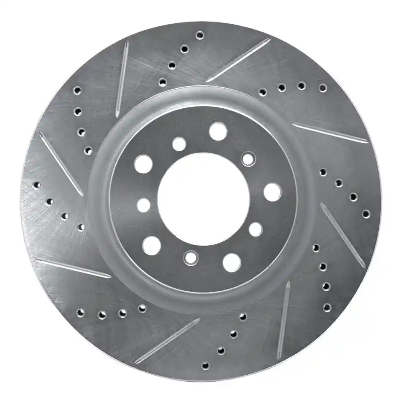 R1 2001-2006 BMW M3 Right Front Drilled & Slotted Silver Brake Rotor