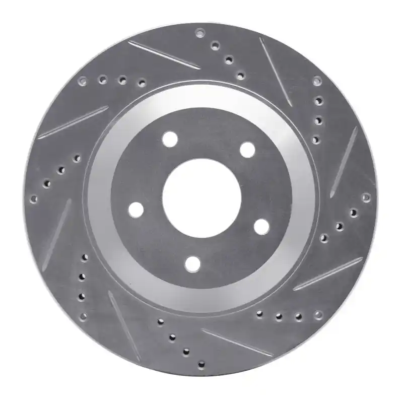 R1 97-09 Cadillac XLR Left Front Drilled & Slotted Silver Brake Rotor