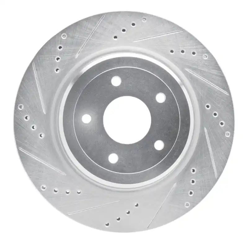 R1 2006-2013 Chevrolet Corvette Rear Left Drilled & Slotted Silver Brake Rotor