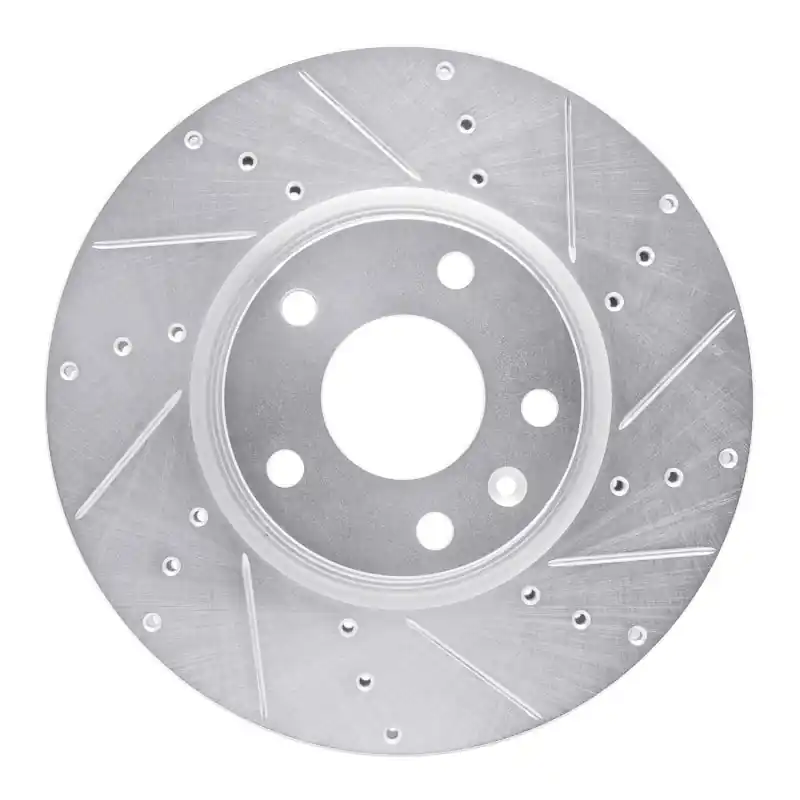 R1 14-19 Chevrolet Corvette Front Right Drilled & Slotted Silver Brake Rotor
