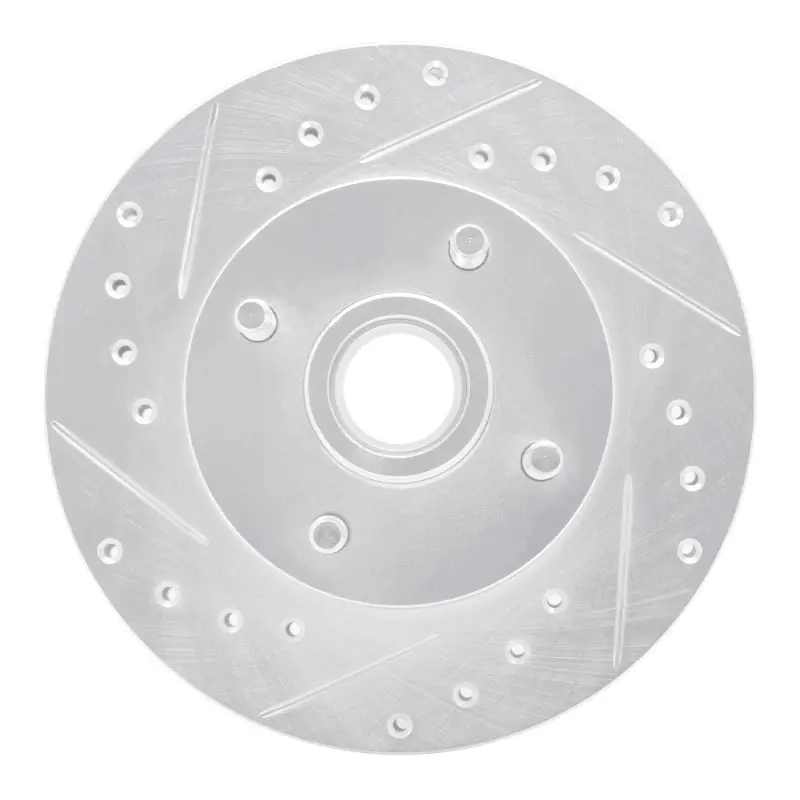 R1 78-93 Ford Thunderbird Front Left Drilled & Slotted Silver Brake Rotor