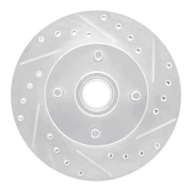 R1 78-93 Ford Granada Front Right Drilled & Slotted Silver Brake Rotor