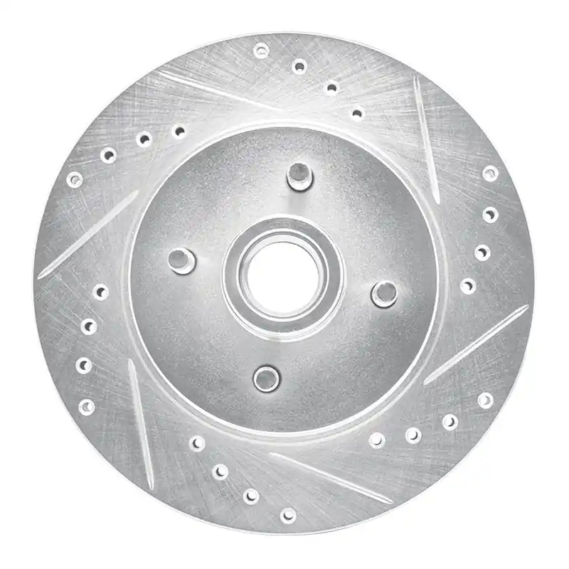 R1 87-93 Ford Mustang Front Right Drilled & Slotted Silver Brake Rotor