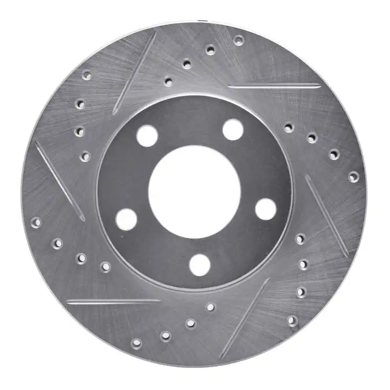 R1 94-04 Ford Mustang Front Left Drilled & Slotted Silver Brake Rotor