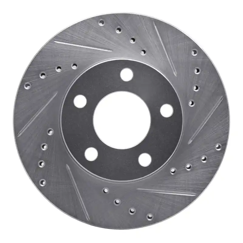 R1 94-04 Ford Mustang Front Right Drilled & Slotted Silver Brake Rotor