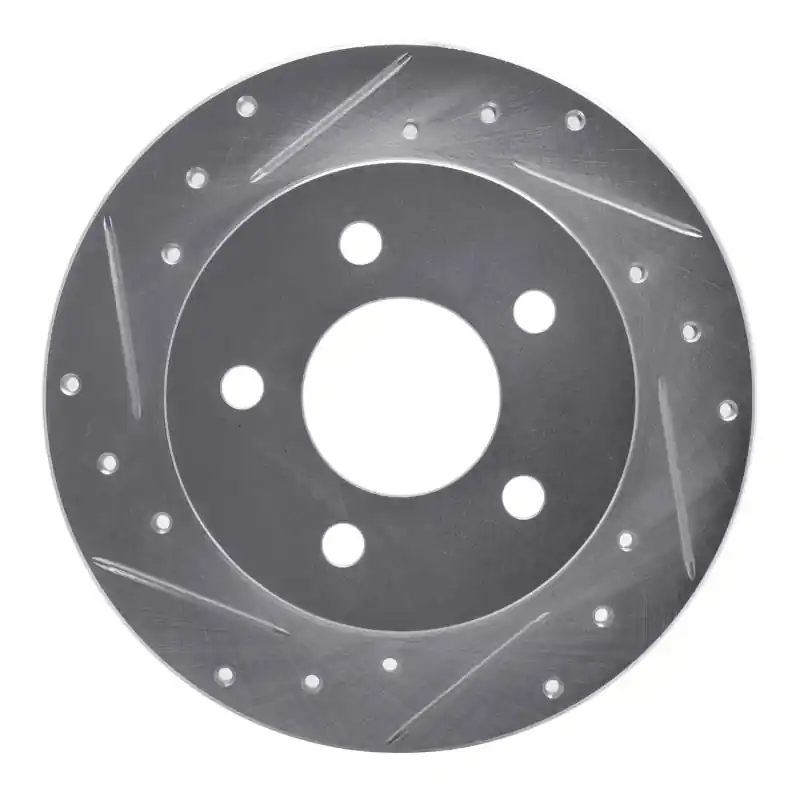 R1 94-04 Ford Mustang Rear Left Drilled & Slotted Silver Brake Rotor