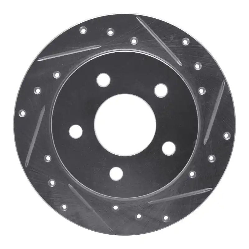 R1 94-04 Ford Mustang Rear Right Drilled & Slotted Silver Brake Rotor