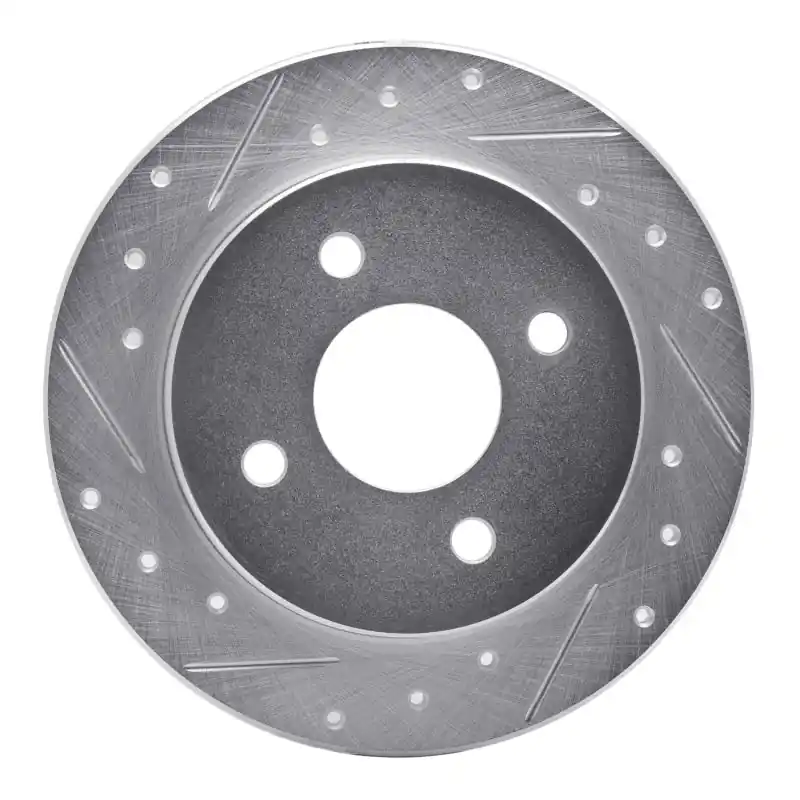R1 01-19 Ford Focus Rear Left Drilled & Slotted Silver Brake Rotor