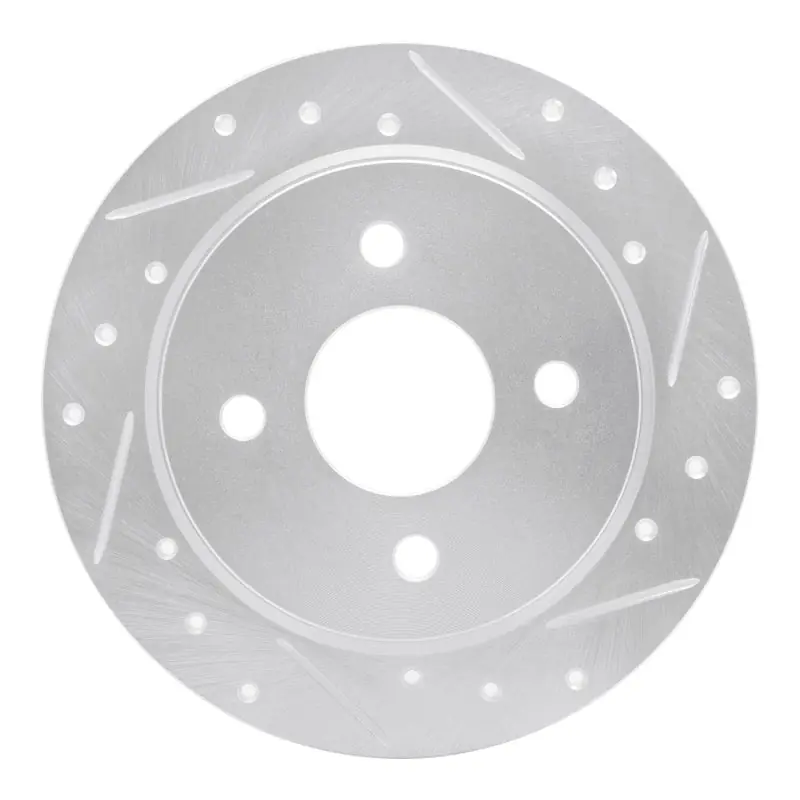 R1 01-19 Ford Fiesta (USA/Canada) Rear Right Drilled & Slotted Silver Brake Rotor