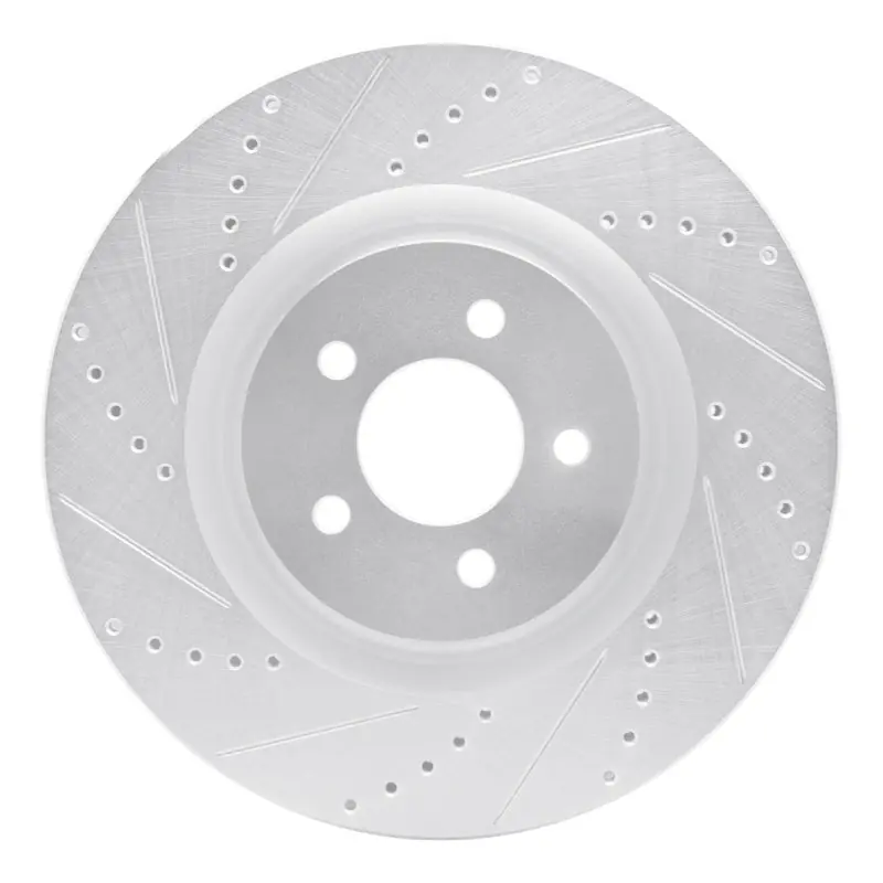 R1 07-14 Ford Mustang Front Left Drilled & Slotted Silver Brake Rotor