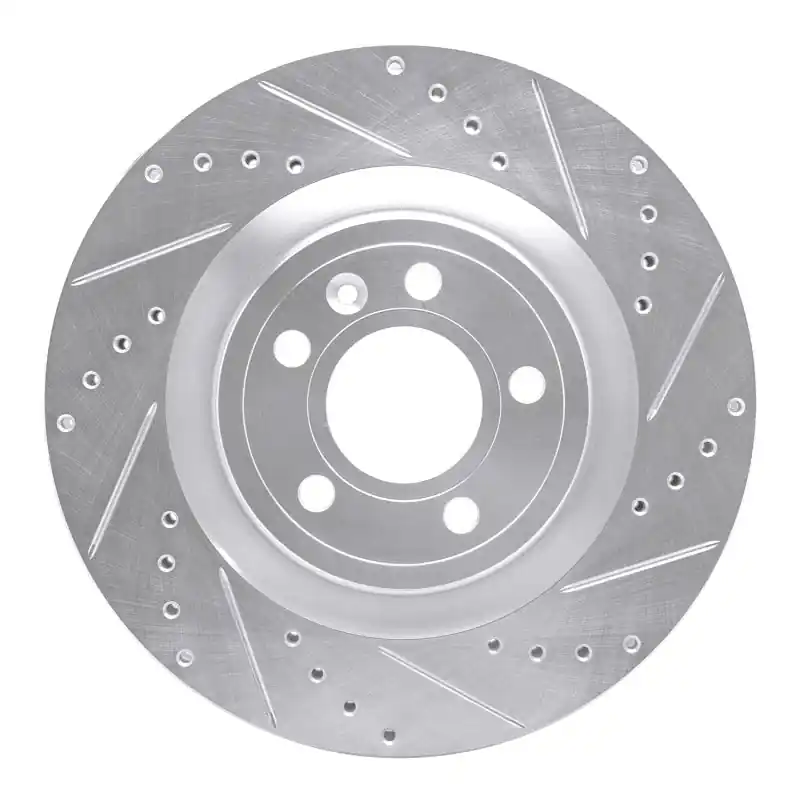 R1 11-14 Ford Mustang Front Right Drilled & Slotted Silver Brake Rotor