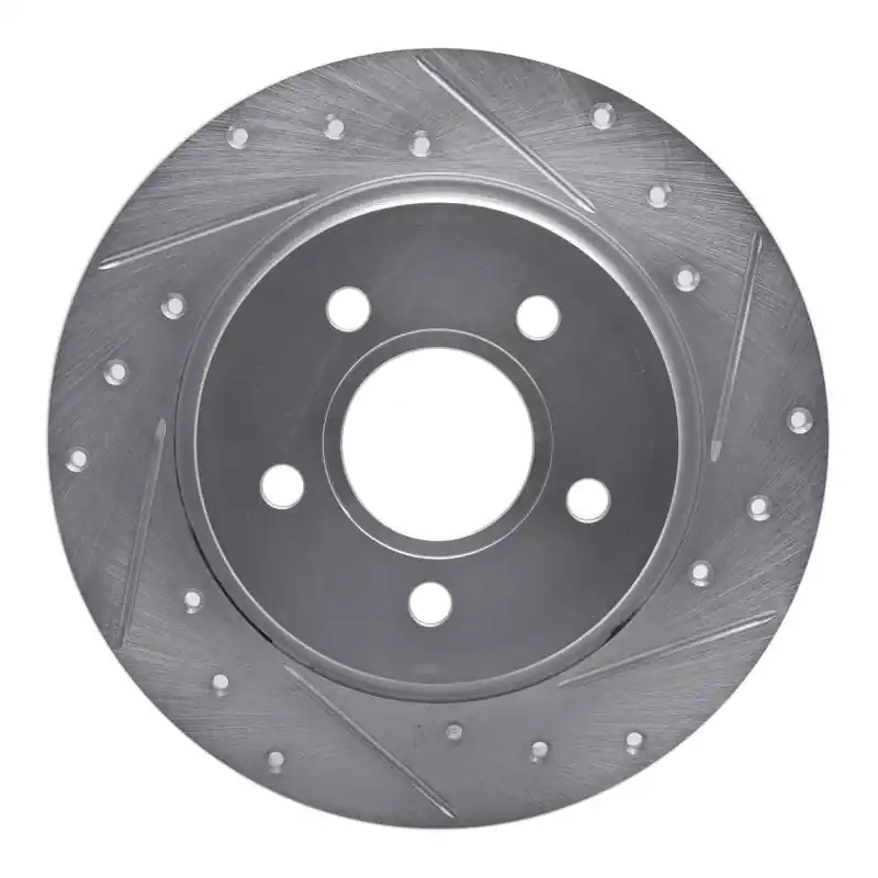 R1 12-18 Ford Focus Rear Right Drilled & Slotted Silver Brake Rotor
