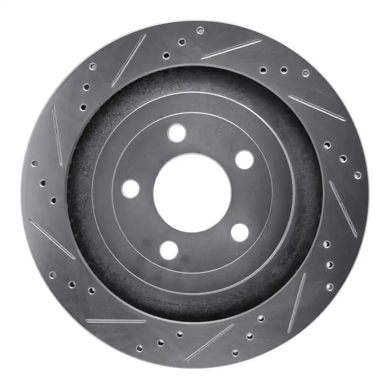R1 15-23 Ford Mustang Rear Left Drilled & Slotted Silver Brake Rotor