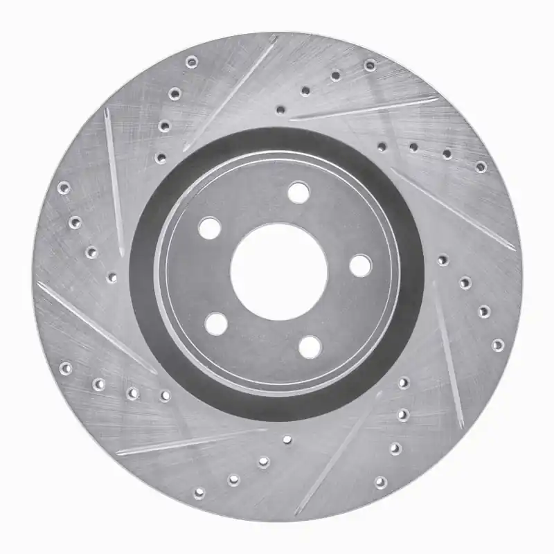 R1 14-19 Ford Focus Front Left Drilled & Slotted Silver Brake Rotor