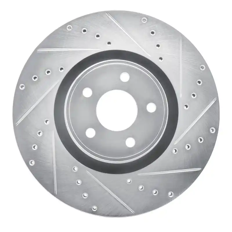 R1 14-19 Ford Focus Front Right Drilled & Slotted Silver Brake Rotor