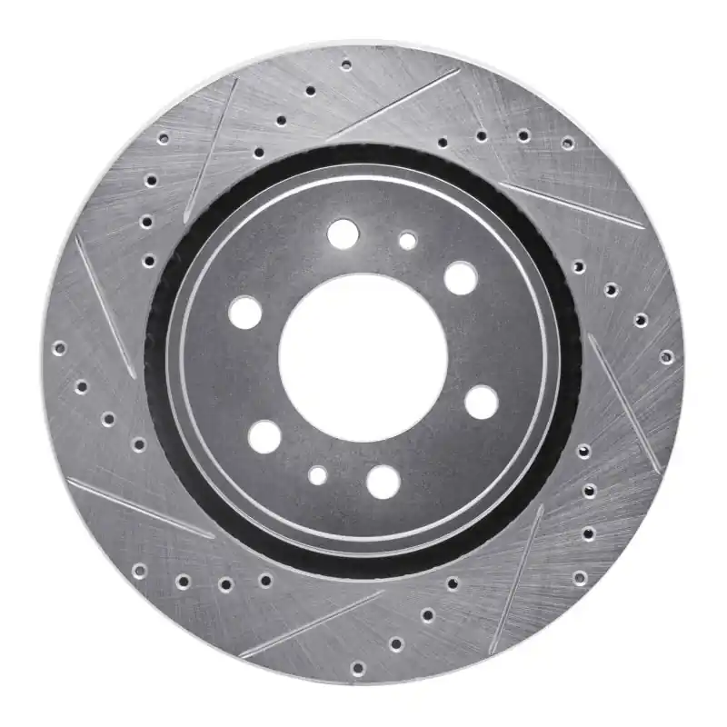 R1 07-21 Ford Expedition Front Left Drilled & Slotted Silver Brake Rotor