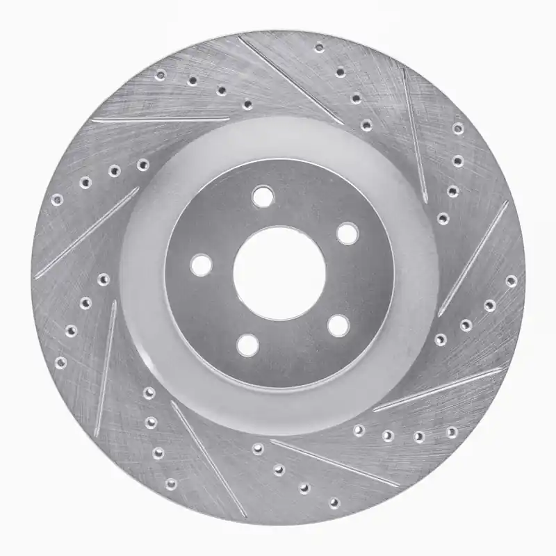 R1 16-18 Ford Focus Front Right Drilled & Slotted Silver Brake Rotor