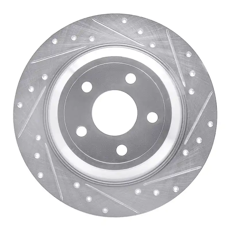 R1 2016-2025 Ford Bronco Sport Rear Right Drilled & Slotted Silver Brake Rotor