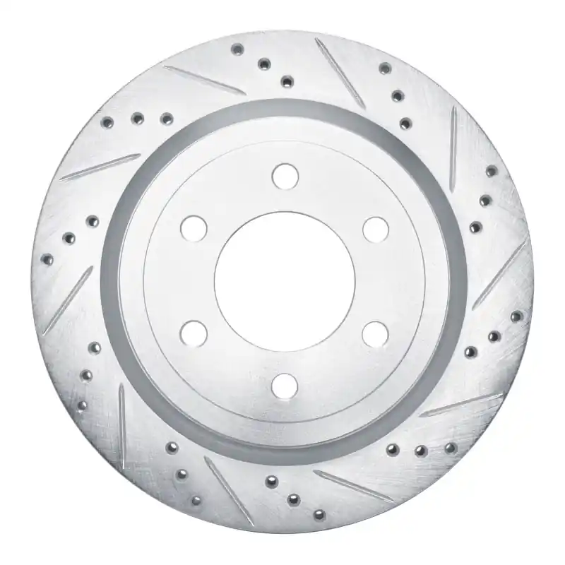 R1 18-21 Ford F-150 4WD Rear Right Drilled & Slotted Silver Brake Rotor