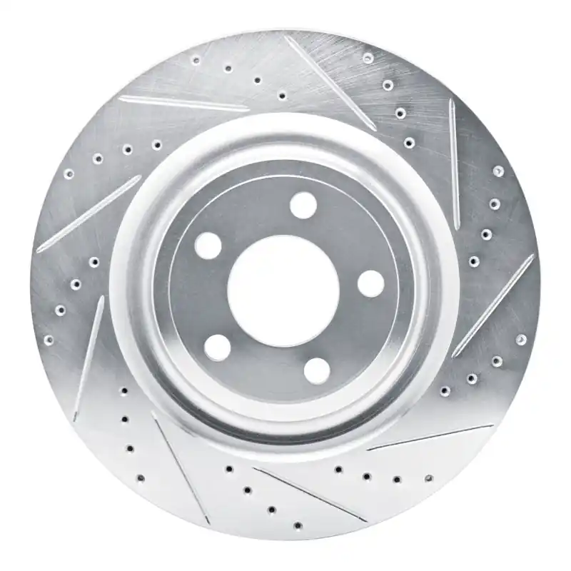 R1 20-25 Ford Explorer Rear Right Drilled & Slotted Silver Brake Rotor