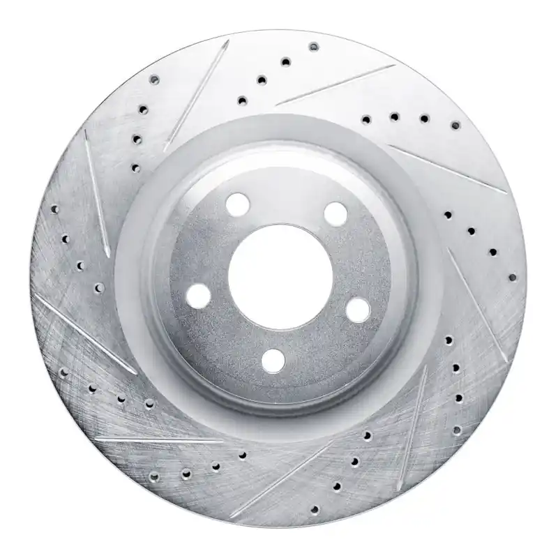 R1 20-25 Ford Explorer Front Left Drilled & Slotted Silver Brake Rotor