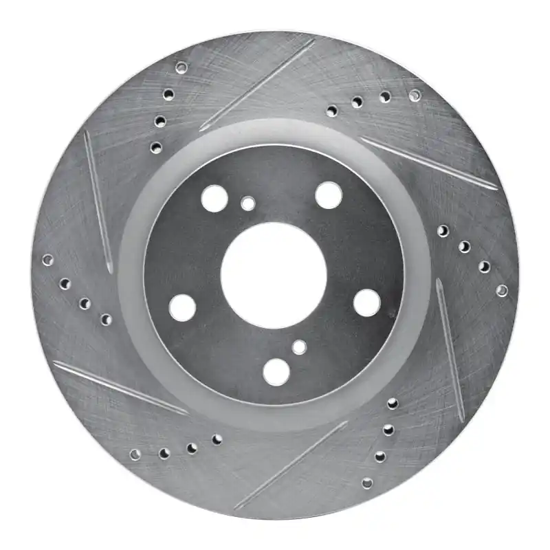 R1 15-25 Ford Mustang Front Left Drilled & Slotted Silver Brake Rotor