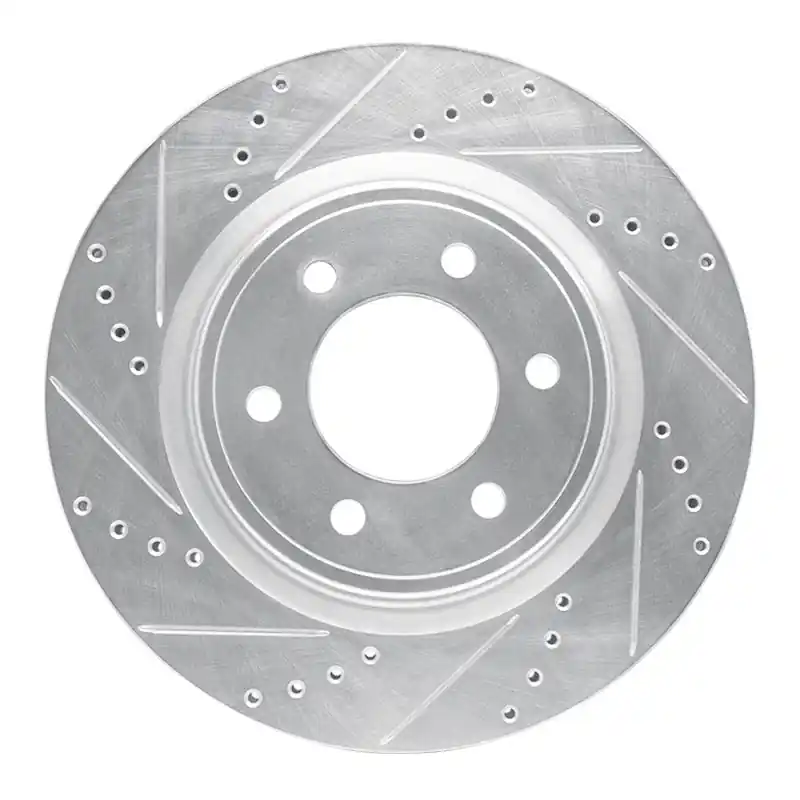 R1 21-25 Ford F-150 4WD Front Left Drilled & Slotted Silver Brake Rotor