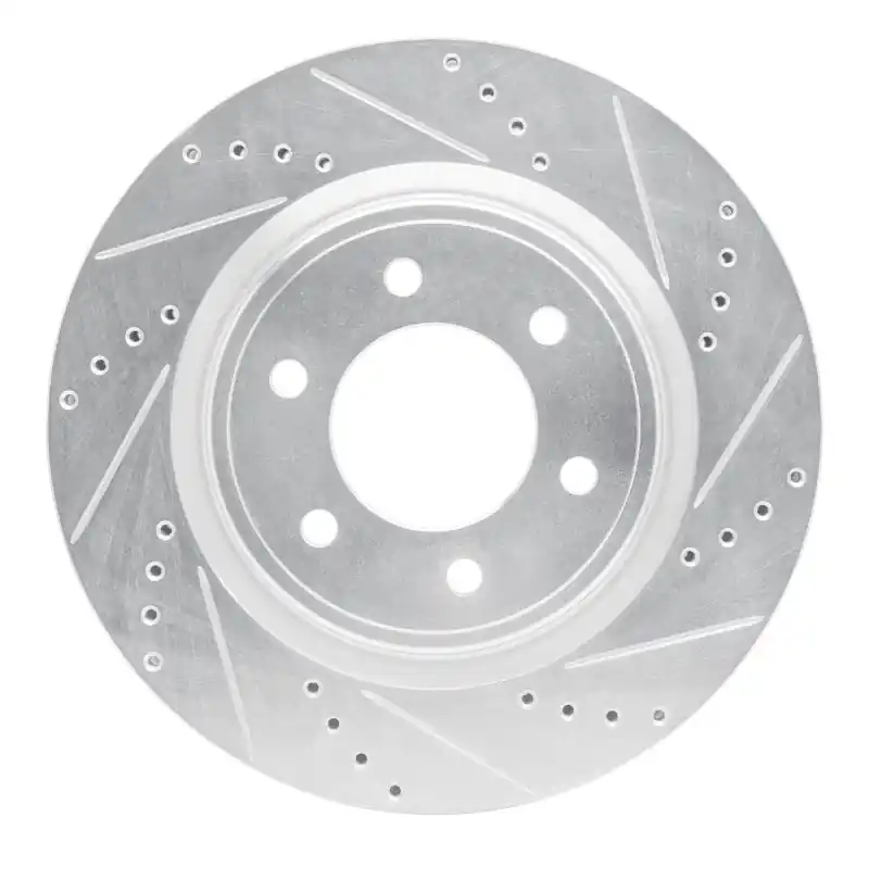 R1 21-25 Ford F-150 RWD Front Right Drilled & Slotted Silver Brake Rotor