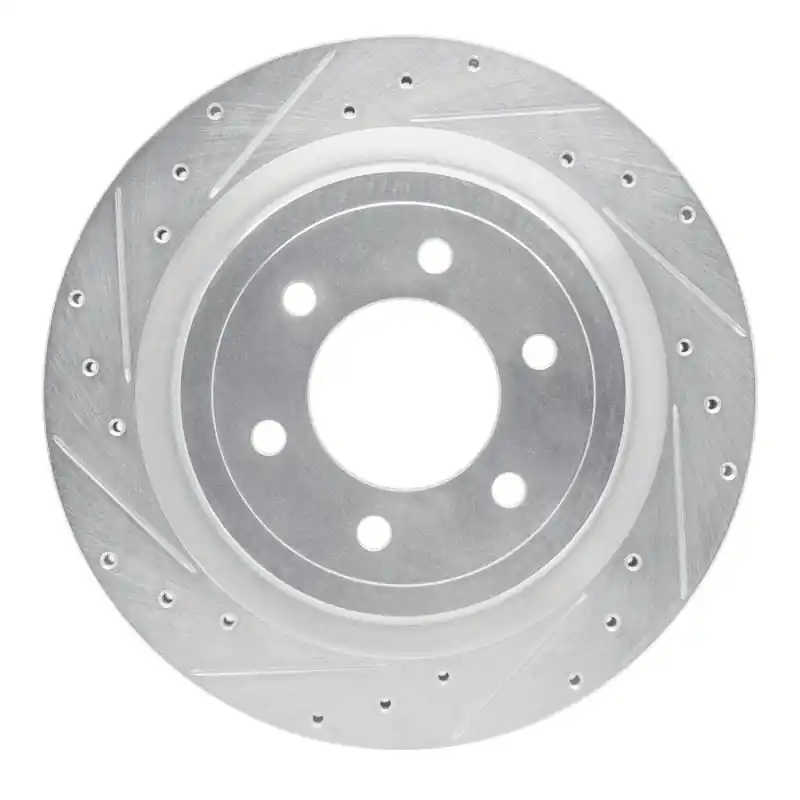 R1 21-25 Ford F-150 4WD Rear Left Drilled & Slotted Silver Brake Rotor