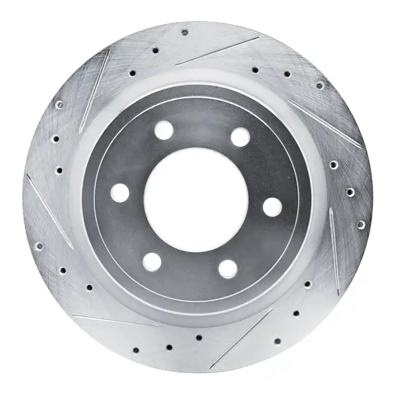 R1 21-25 Ford BRONCO Rear Left Drilled & Slotted Silver Brake Rotor