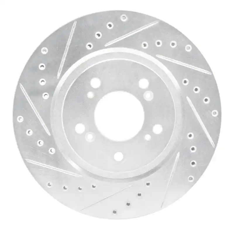R1 97-05 Acura NSX Front Right Drilled & Slotted Silver Brake Rotor