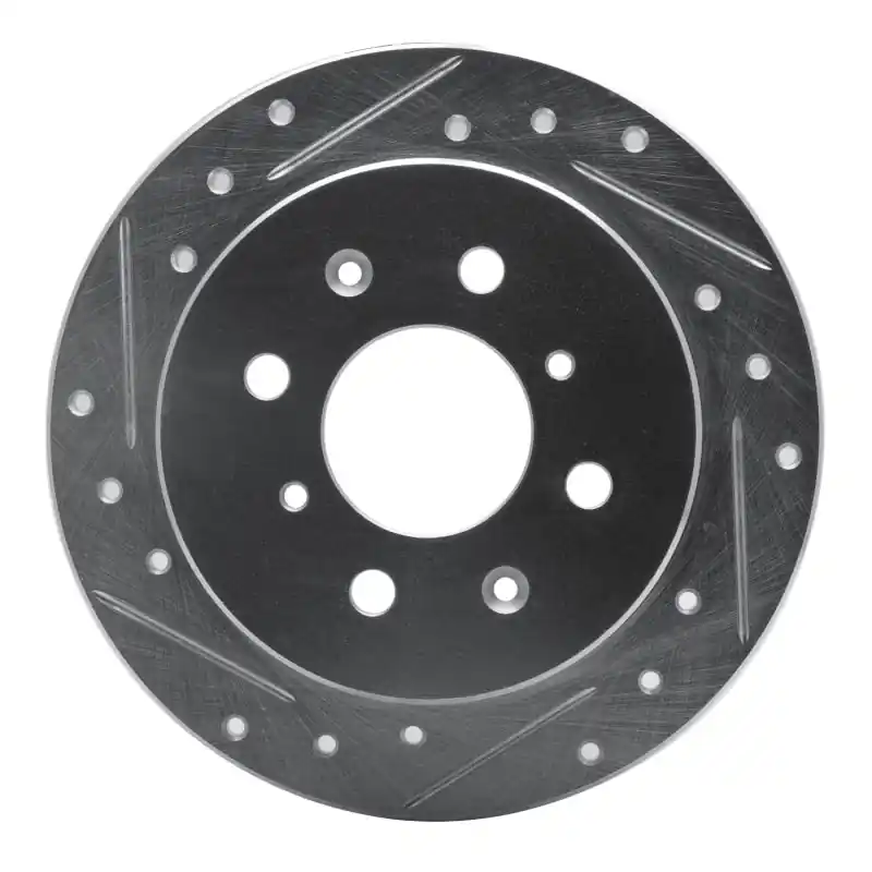 R1 88-01 Acura Integra Rear Left Drilled & Slotted Silver Brake Rotor
