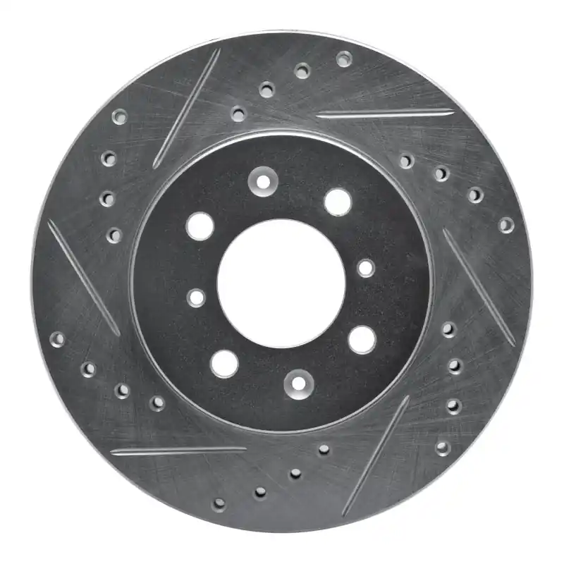R1 90-17 Acura EL Front Left Drilled & Slotted Silver Brake Rotor